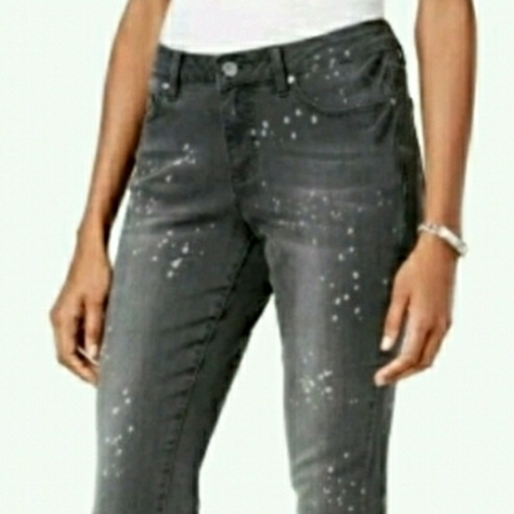 🎀Clearance🎀 NWT Earl Paint Splatter skinny midrise JEANS. GRAY with "splatter" - Picture 2 of 5